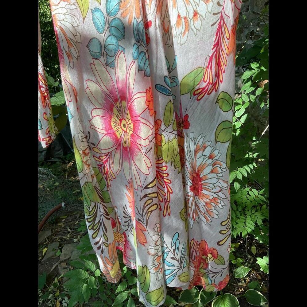 Natura Floral Beach Coverup, Vacation, Coastal, Cruise Size Small - Picture 5 of 9